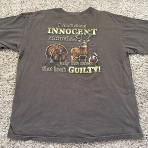 Buck Wear Mens XL Brown Hunting T-Shirt Innocent Animals Look Guilty Graphic Tee